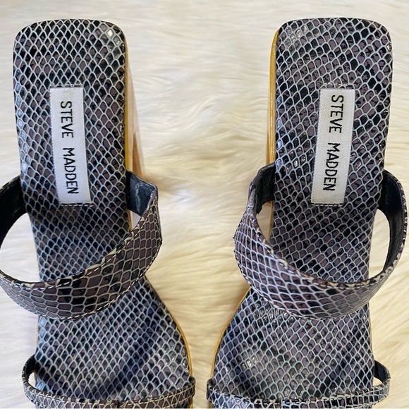 Steve Madden Vintage 90s‎ Y2K Trinxie Wood Platform Strappy Heels Blue 8 - Picture 7 of 11